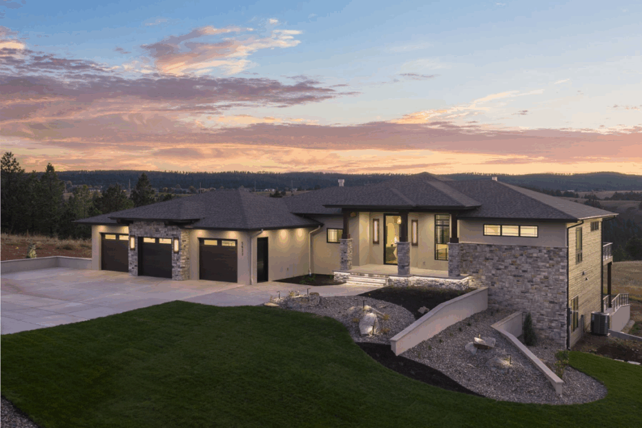 Front exterior view of custom built home Cloud Peak